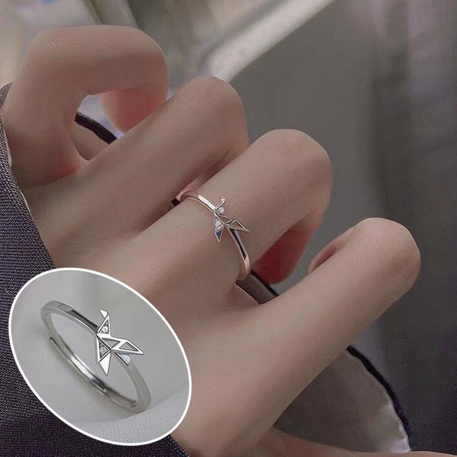 Cincin Terbuka Titanium - Cincin Wanita Bahan Titanium Steel Hias Kristal Mutiara Adjustable Untuk Pernikahan