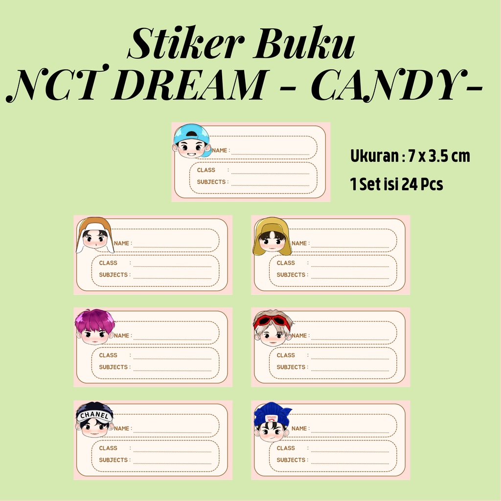 LABEL BUKU NCT DREAM CANDY II STIKER NAMA BUKU TULIS