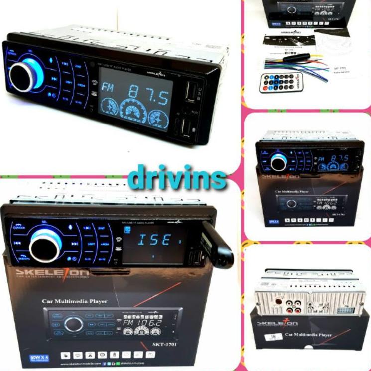 ➢ HEAD UNIT TAPE MOBIL SINGLE DIN MP3 SKELETON SKT-1701 / SKT 1701 2 USB SLOT Ω