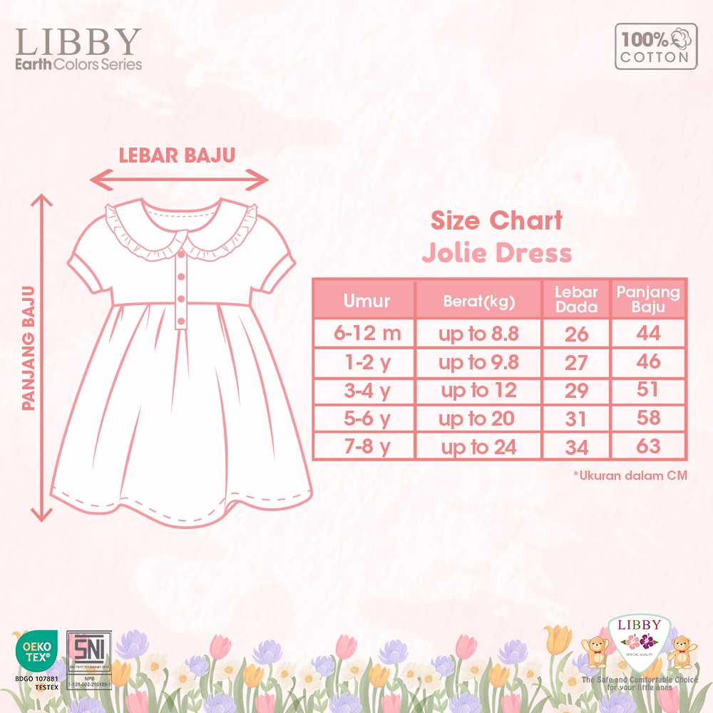 LIBBY  ANNA DRESS / NARA DRESS / JOLIE DRESS EARTH COLORS SERIES DRESS BAJU ANAK FASHION ANAK PEREMPUAN 6 BULAN - 6 TAHUN