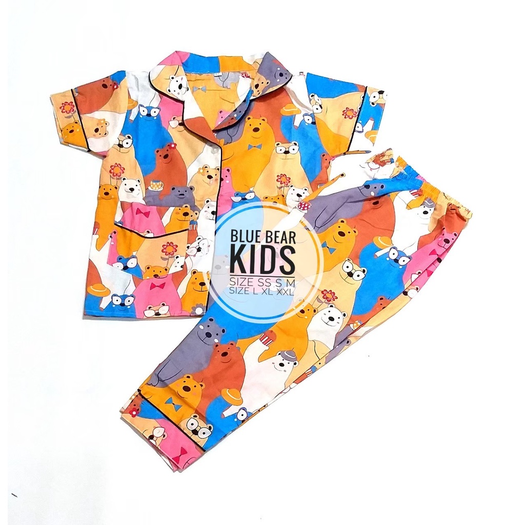 Piyama Anak Katun Jepang Karakter Baju Pendek Celana Panjang Kids Adem