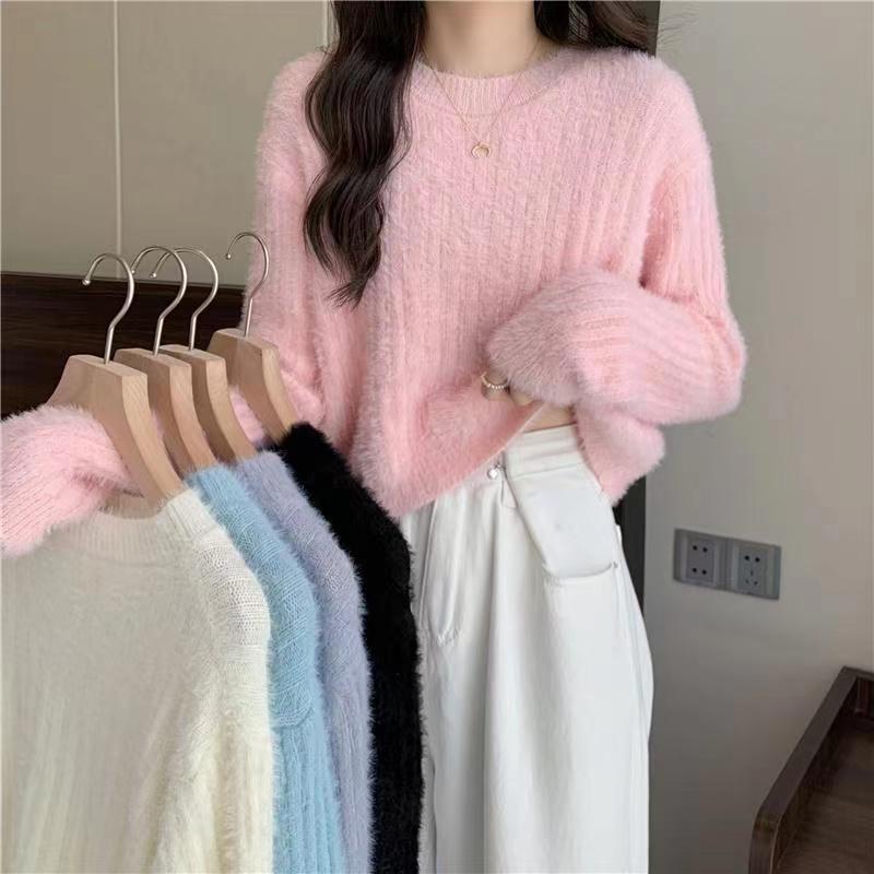 YIU YIU Rajut - Knitwear Crewneck Wanita Lengan Panjang Sweater Rajut