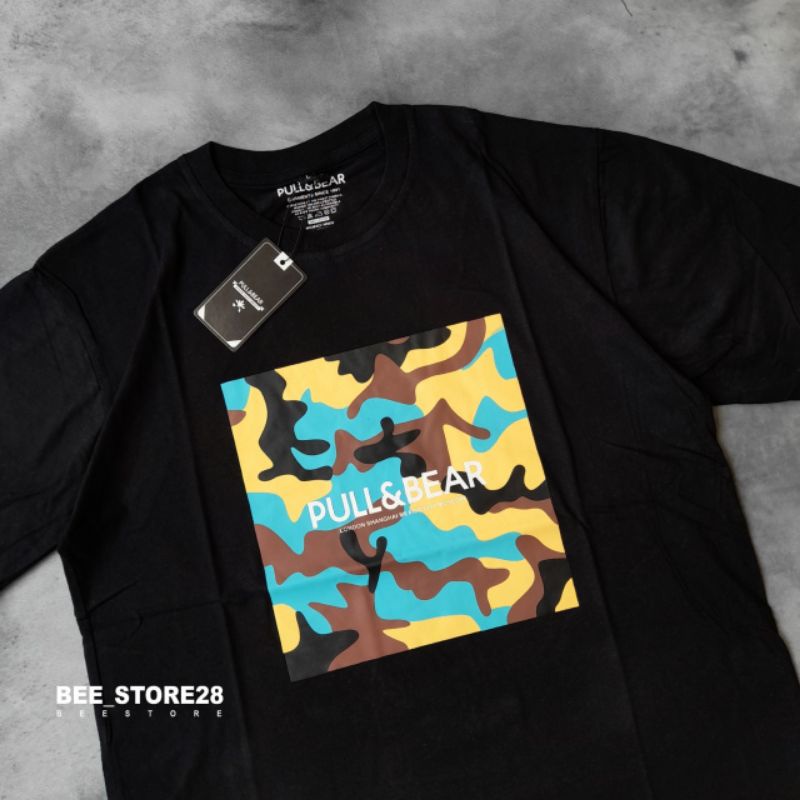 KAOS T-SHIRT PULL&amp;BEAR LOGO CAMO FULLTAG &amp; LEBEL