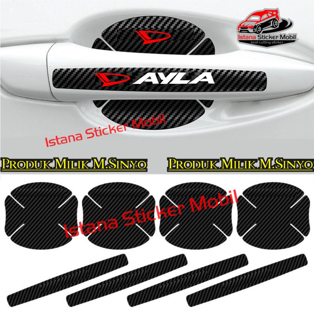 Stiker Carbon Handle pintu mobil Daihatsu ayla Sticker pelindung handle pintu mobil AYLA carbon 3d s
