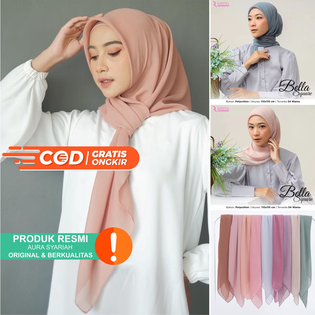 [ COD ] Bella Square 40 Warna Hijab Jilbab Segi Empat biru wardah