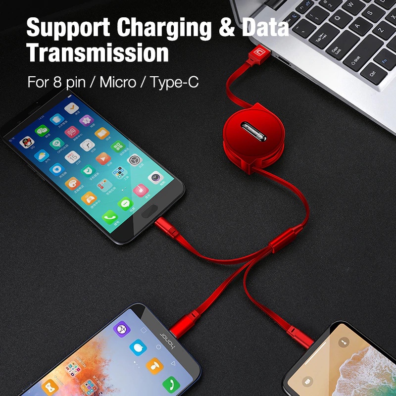 CAFELE Kabel Charger USB 3in1 Micro Type-C Fast Charging Murah Meriah HQ