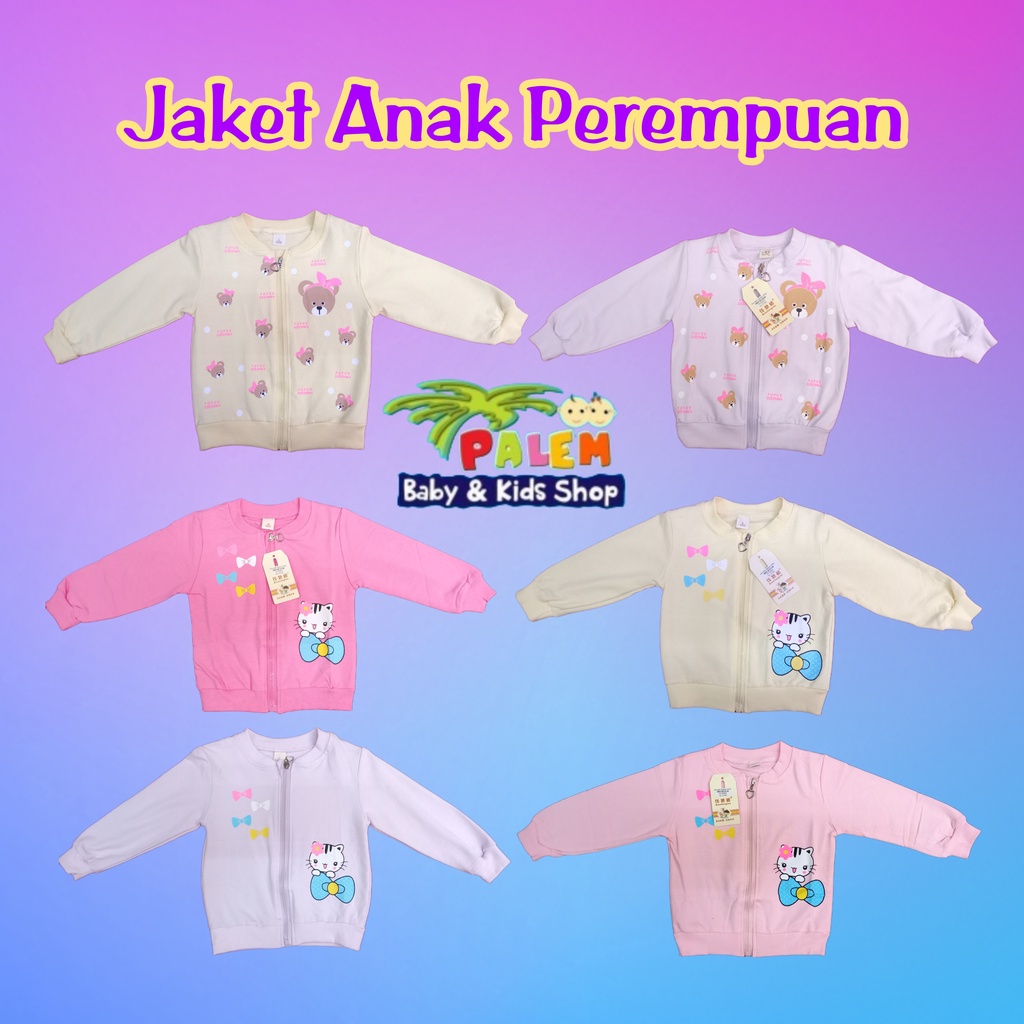 Sweater Resleting Anak Perempuan Motif Cat 73025D &amp; Bear 73025C