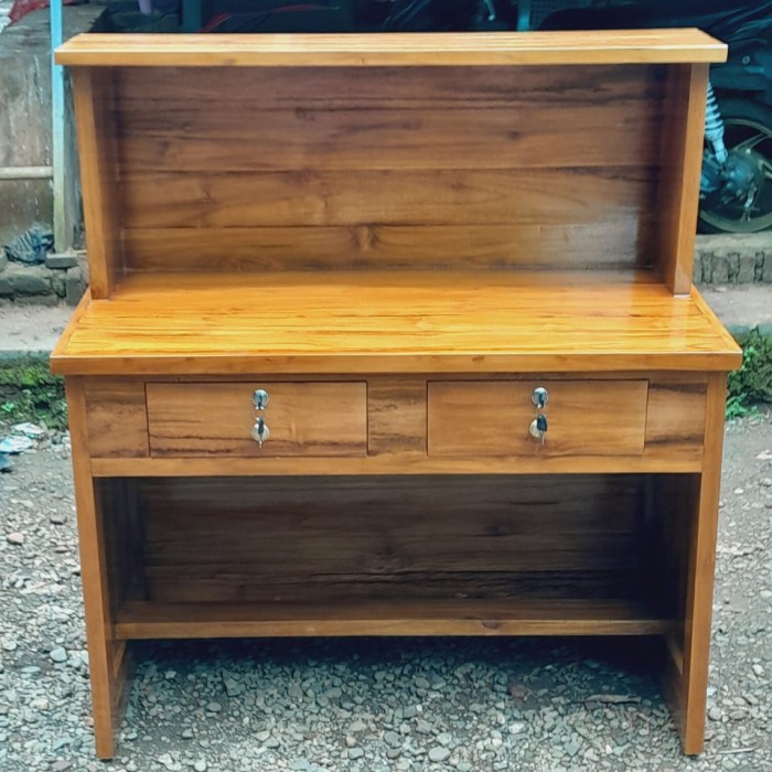 RAY Meja Kasir Cafe Resto Kayu Jati Minimalis 2 Laci