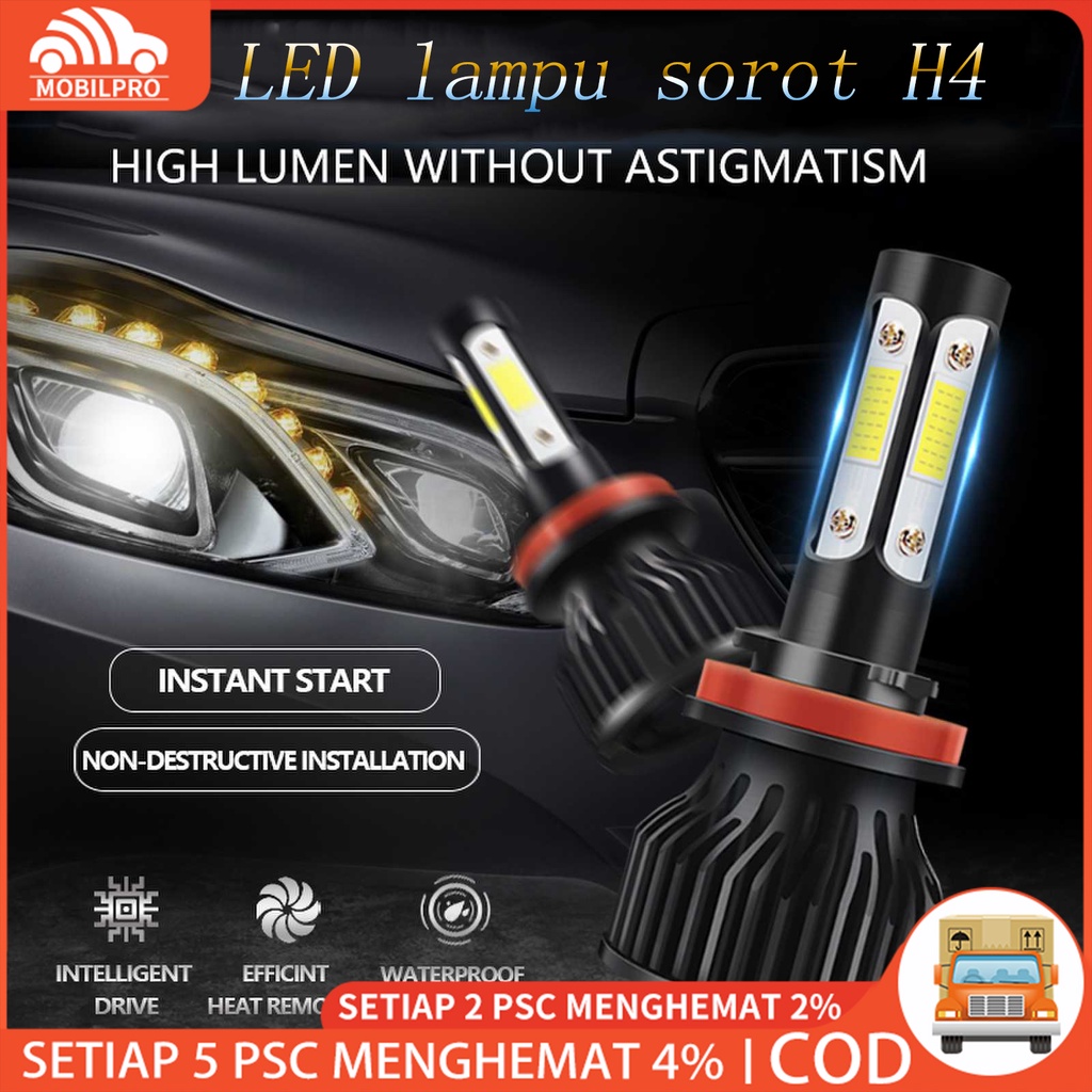 2 PCS Lampu Mobil Headlight LED V7 High Efficiency Car Accesorries 6500K White Light 6000lm High Brightness IP68 Customized Auto Grade LED Chips