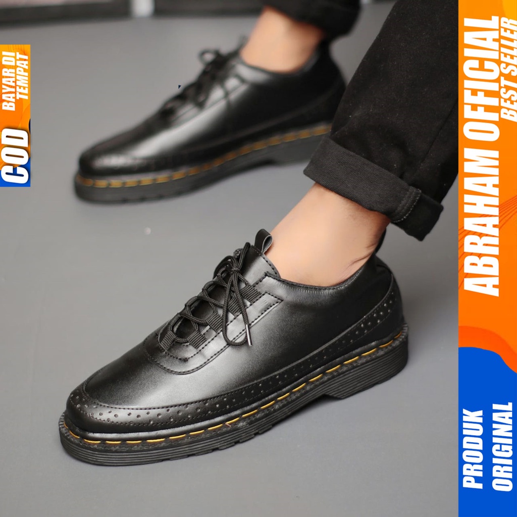 ABRAHAM Sepatu Formal Docmart Pantofel Hitam Pria