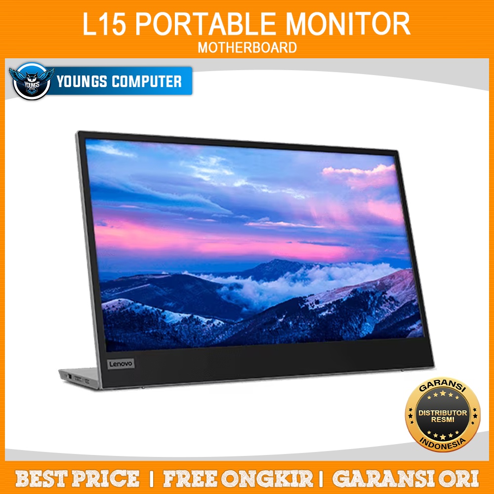 Monitor LED Portable Mobile Lenovo L15 15.6&quot; IPS 1080p USB-C