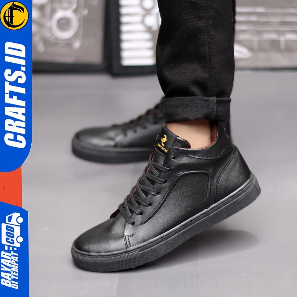 Sepatu Sneakers Casual Hitam Wingtif Pria Tali Kerja Crafts Rebelion