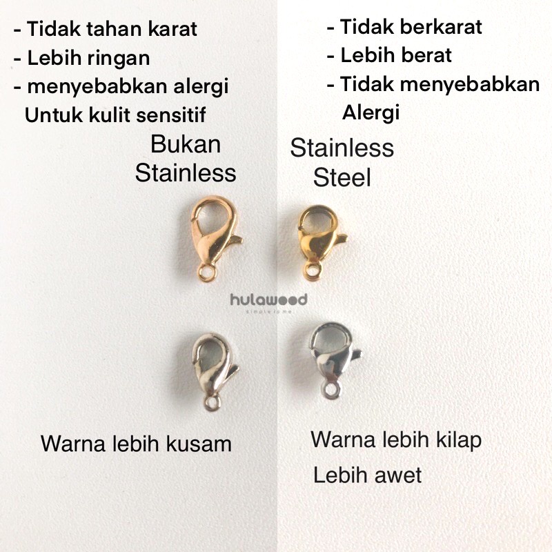 Pengait Kalung Gelang Titanium Stainless Kokot Udang Anti Karat Pengait Masker