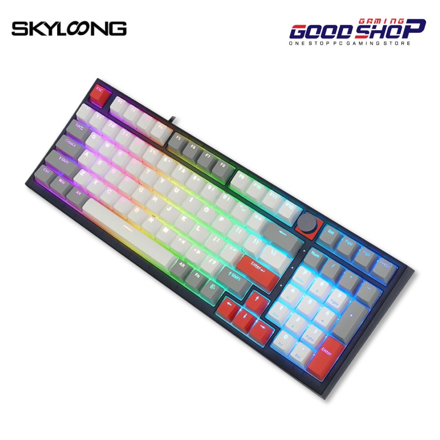 SKYLOONG GK980 GLACIER MECHANICAL GREY WHITE RED PBT KEYCAPS