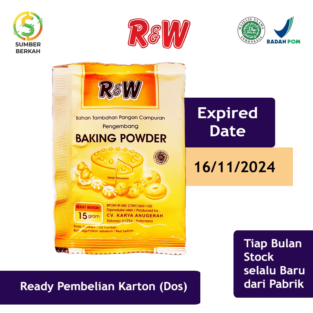 Baking Powder Pengembang Kue Rajawali R&amp;W RW 15 gr Orange 1 Pack