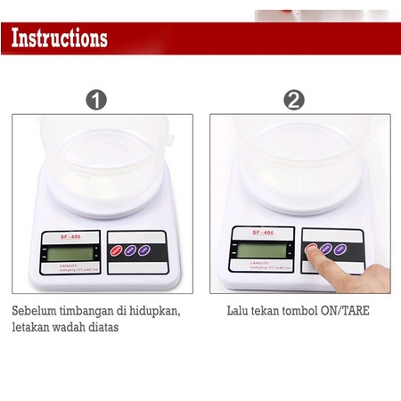 ONLYONE12 Timbangan Dapur Digital / Timbangan Memasak / Timbangan Kue / Timbangan Sembako / Kitchen Scale 10KG SF400 / Timbangan Serbaguna / Alat Ukur Memasak