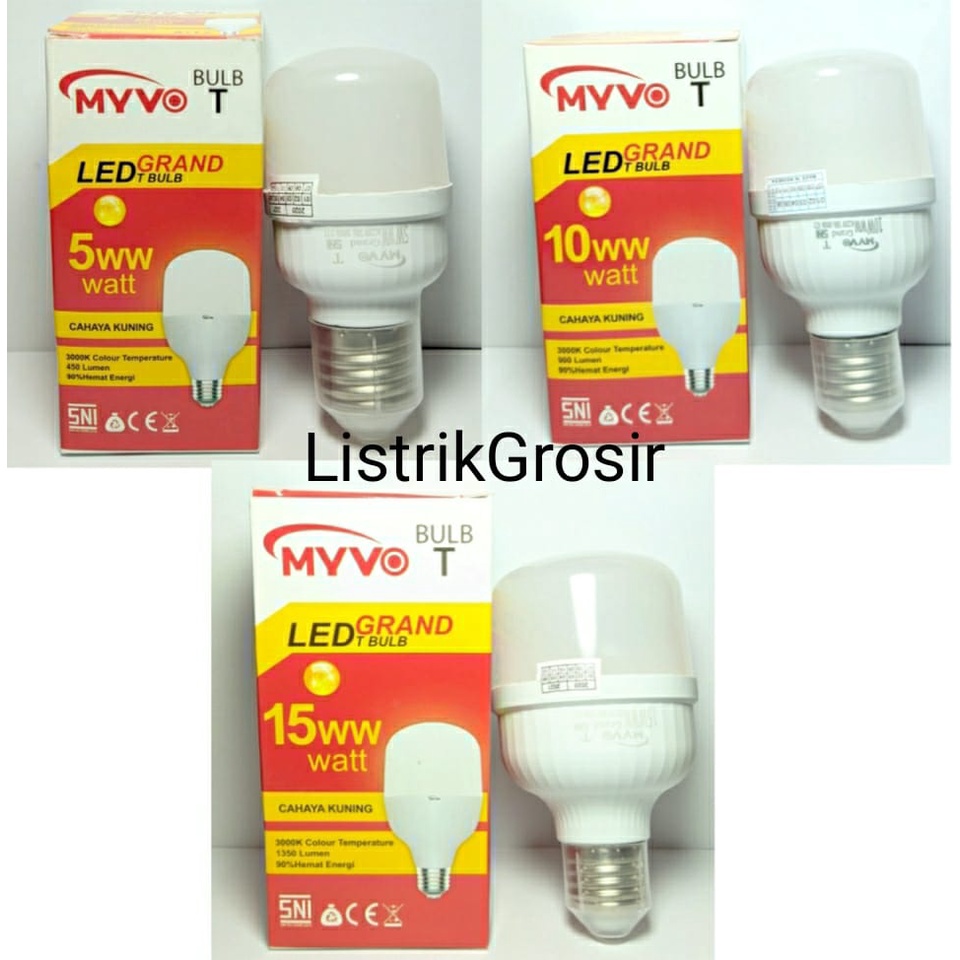 Lampu Led Myvo Grand T Bulb Warm White / Kuning 5w 10w 15 Watt Led Grand KAPSUL KUNING