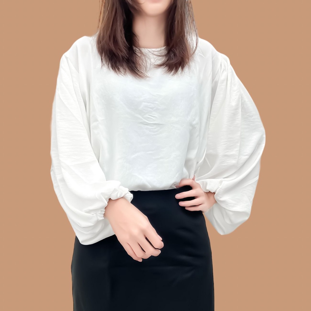 CYLA BLOUSE LENGAN BALON BAJU KEKINIAN SHIRT CASUAL WANITA