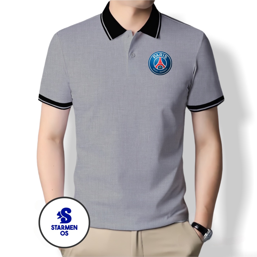 Kaos Wangki Polo Atasan Tshirt Pria Kerah Wangki Big List LOGO PARIS PSG