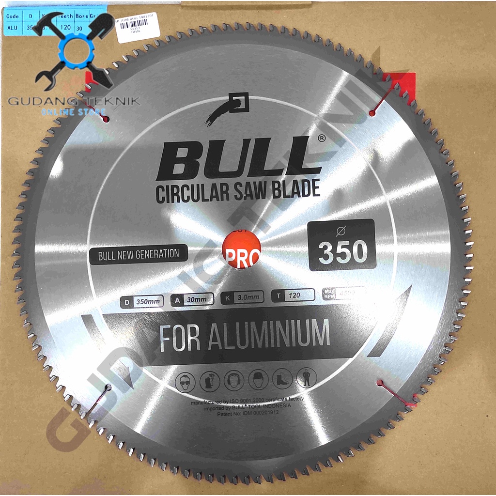 Mata Pisau ALUMINIUM 14&quot; 350mm 100T 120T BULL / Circular Saw Blade Mata Gergaji Circle Kayu 14 Inch 350x100T 350x120T BULL