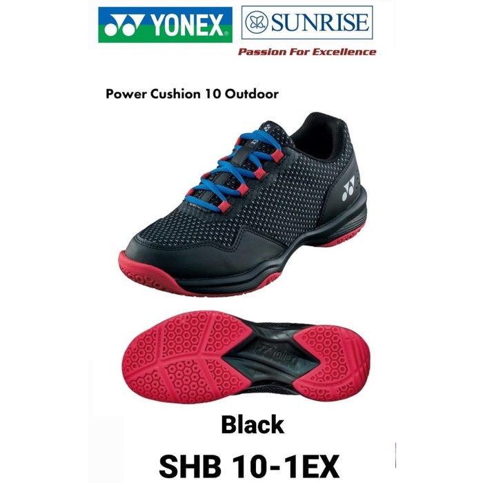 {MentariStore} Sepatu Badminton YONEX POWER CUSHION 10 OUTDOOR SHB 10-1 EX ORIGINAL - BLACK 40 Murah