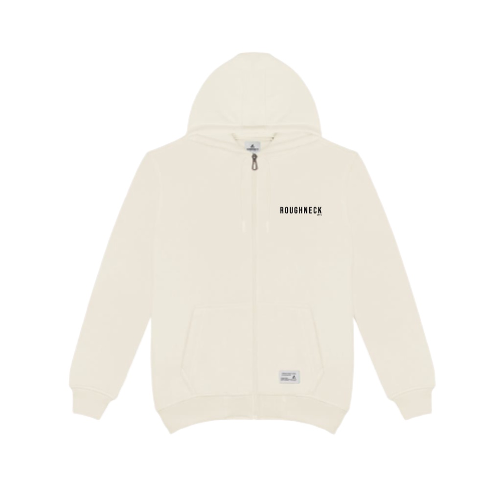 Roughneck 1991 Zipper Hoodie Unisex Cream | Sweater Zipper | Hoodie Resleting | Hoodie Pria Wanita Z