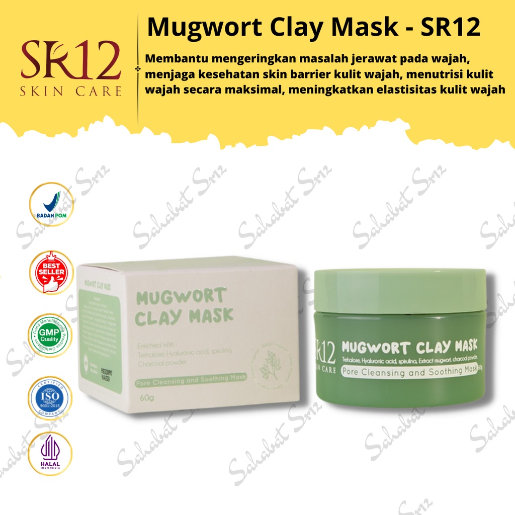 MUGWORT CLAY MASK BPOM SR12 TERBAIK..!! MENGECILKAN PORI-PORI / MENGHILANGKAN KOMEDO