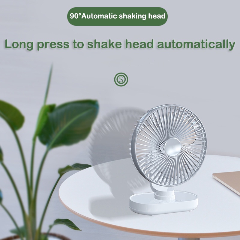 4 KECEPATAN Kipas Angin Portable Meja Usb Cas 4000mAh Tidak Berisik Putar 120° Kipas angin mini meja listrik