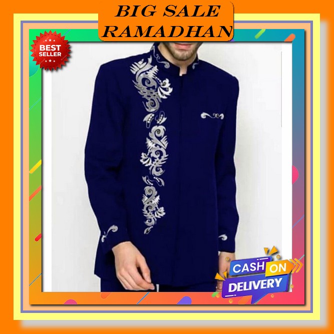 Koko Pria Pakaian Laki Lebaran Idul Fitri Thn2023 Lengan Pendek Panjang Bahan Adem Tebal Setelan Kur