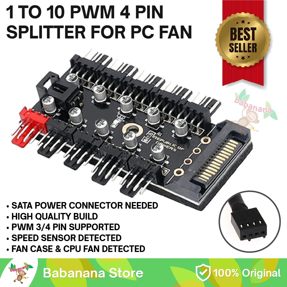 Splitter 1 to 10 PWM Fan Converter PC Sata casing ADAPTER KONVERTER CABLE 4PIN KABEL CABANG HUB