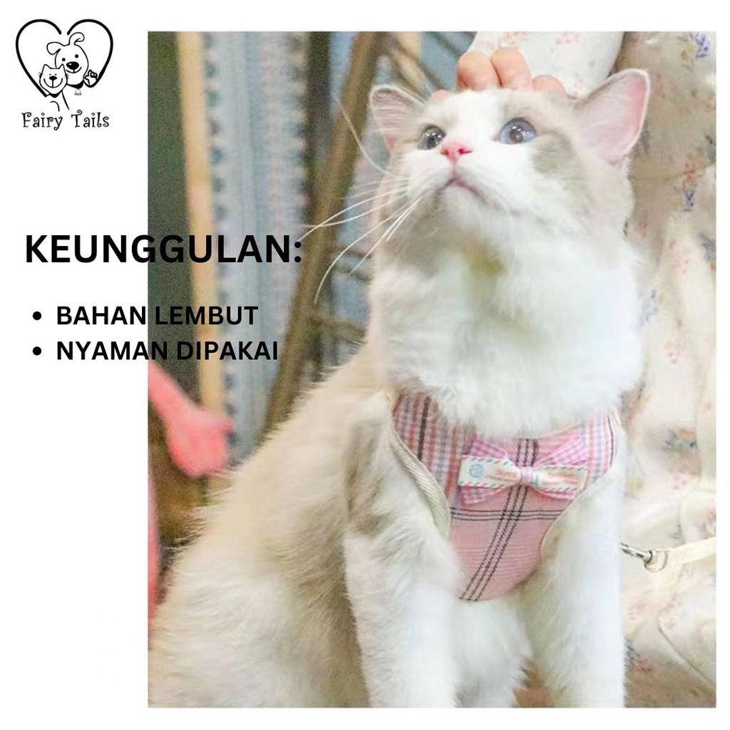 Harness Tali Tuntun Anjing Kucing Rompi Model Gentleman Bowtie Jas Elegan/Pet Harness Elegant Bowtie Leash for Dog and Cat