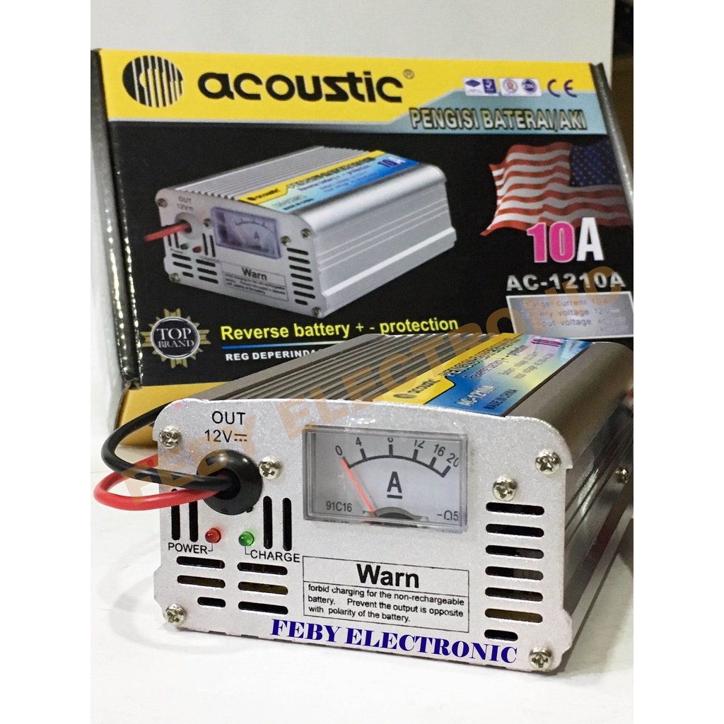Charger Aki/Accu 12V 10A ACOUSTIC,charger aki 12v 10a