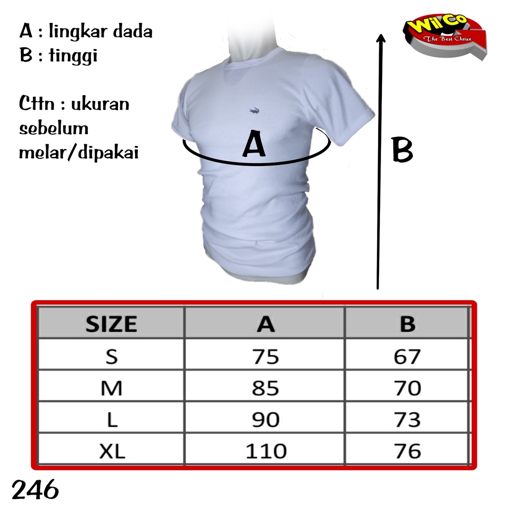 K246 - KAOS DALAM PRIA OBLONG CROCODILE SIZE S - XL HARGA PER 1 PCS