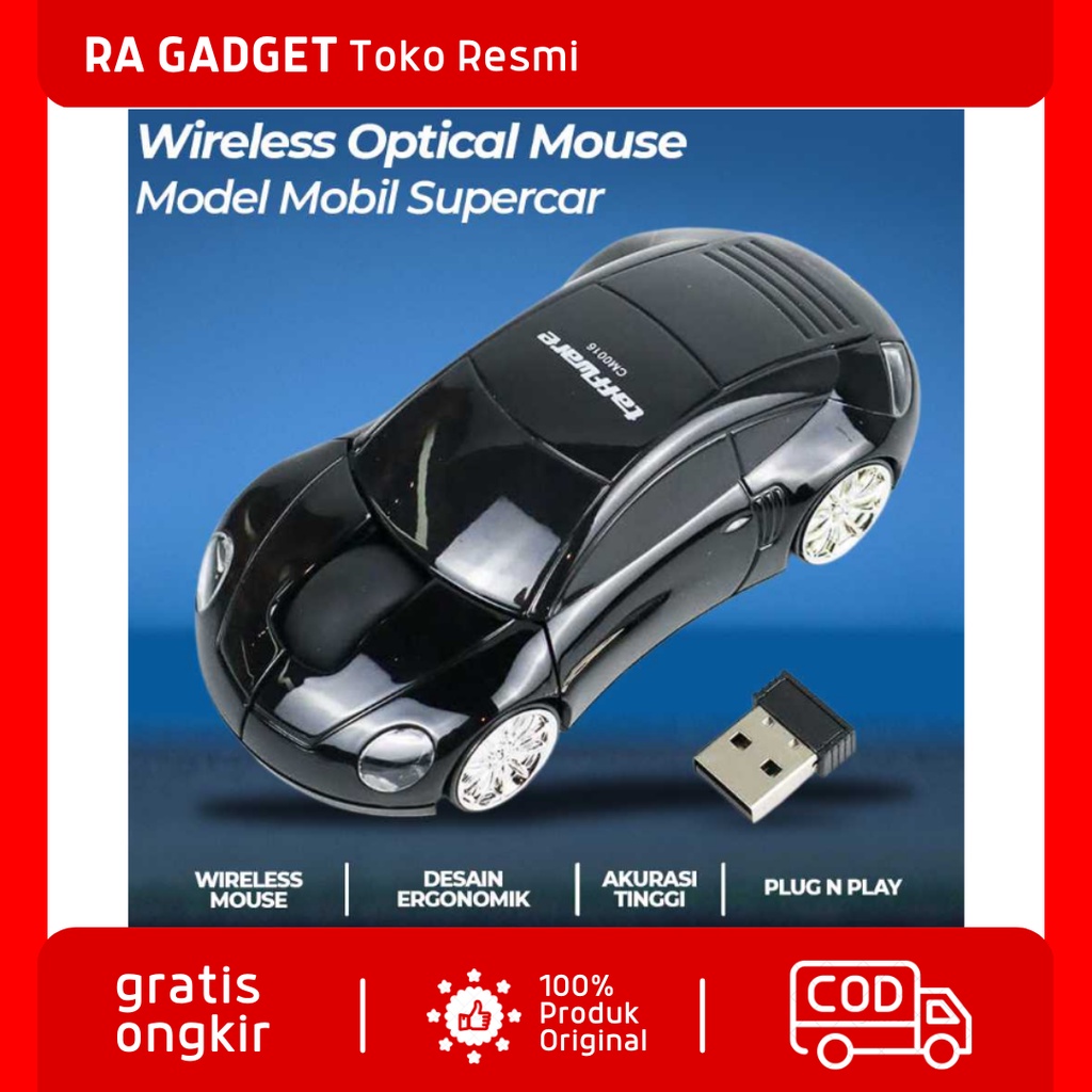 Wireless Optical Mouse Model Mobil Supercar / Mouse Computer Laptop Notebook PC Komputer Wireless Hp