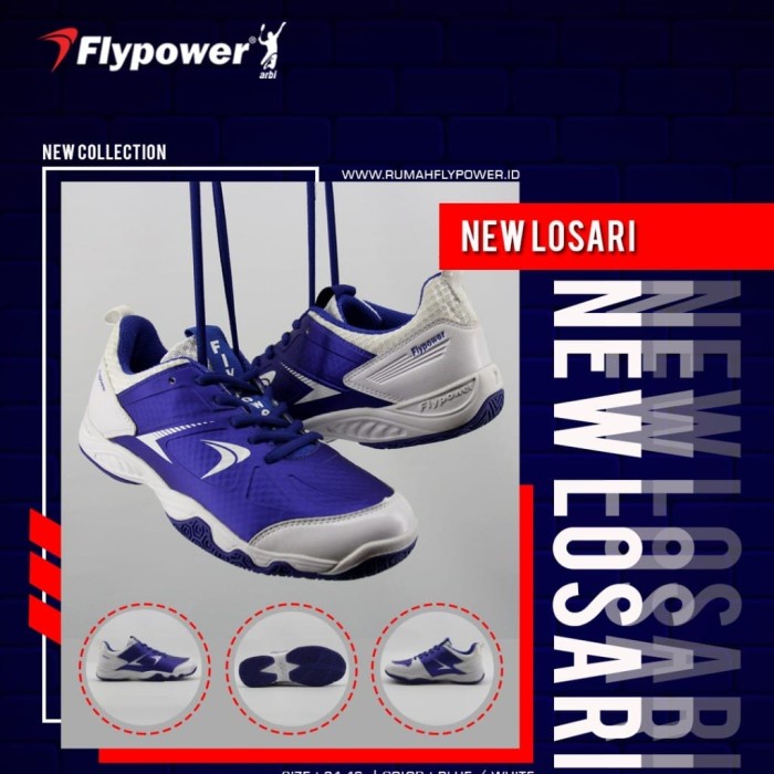 {MentariStore} New Sepatu Badminton Flypower Losari 4 Original - Blue /White 39 Limited