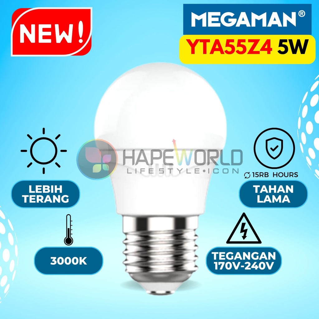 LAMPU MEGAMAN A-BULB YTA55Z4 5W 3000K