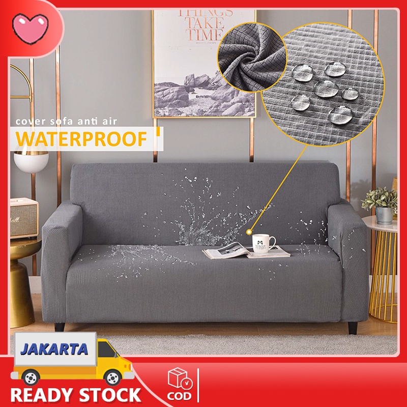 Waterproof Warna Solid Cover sofa Sarung Sofa Anti Slip Penutup Sofa Tebal Warna Solid Seater 1/2/3/4 Elastic Elastis