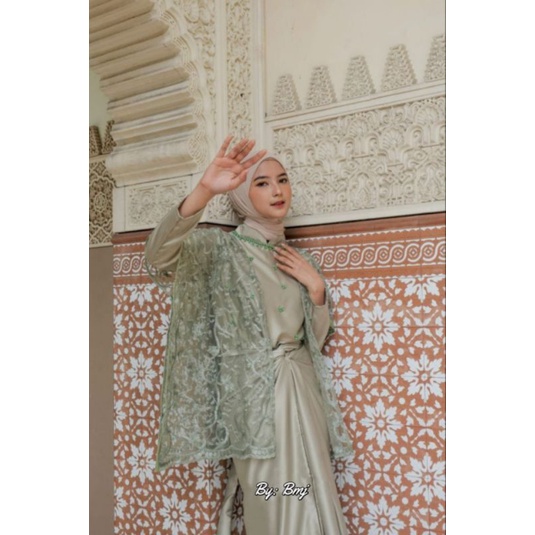 Dress Nia Rompi Gamis Set 2 in 1 Gamis Serut Nia Velvet Kombinasi Outer Cardigan Brokat Payet Mutiar