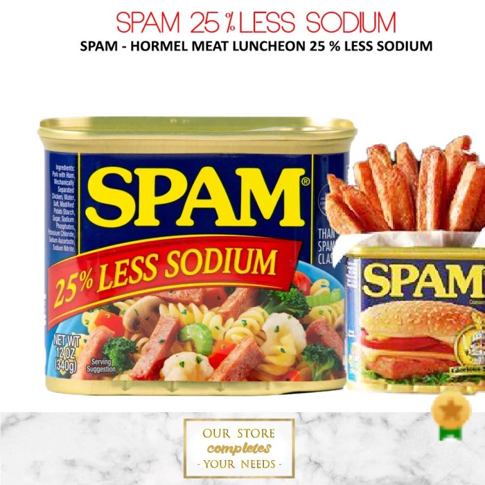 

SPAM HORMEL 25% LESS SODIUM LITE HORMEL SPAM CLASSIC LESS SODIUM 340 G