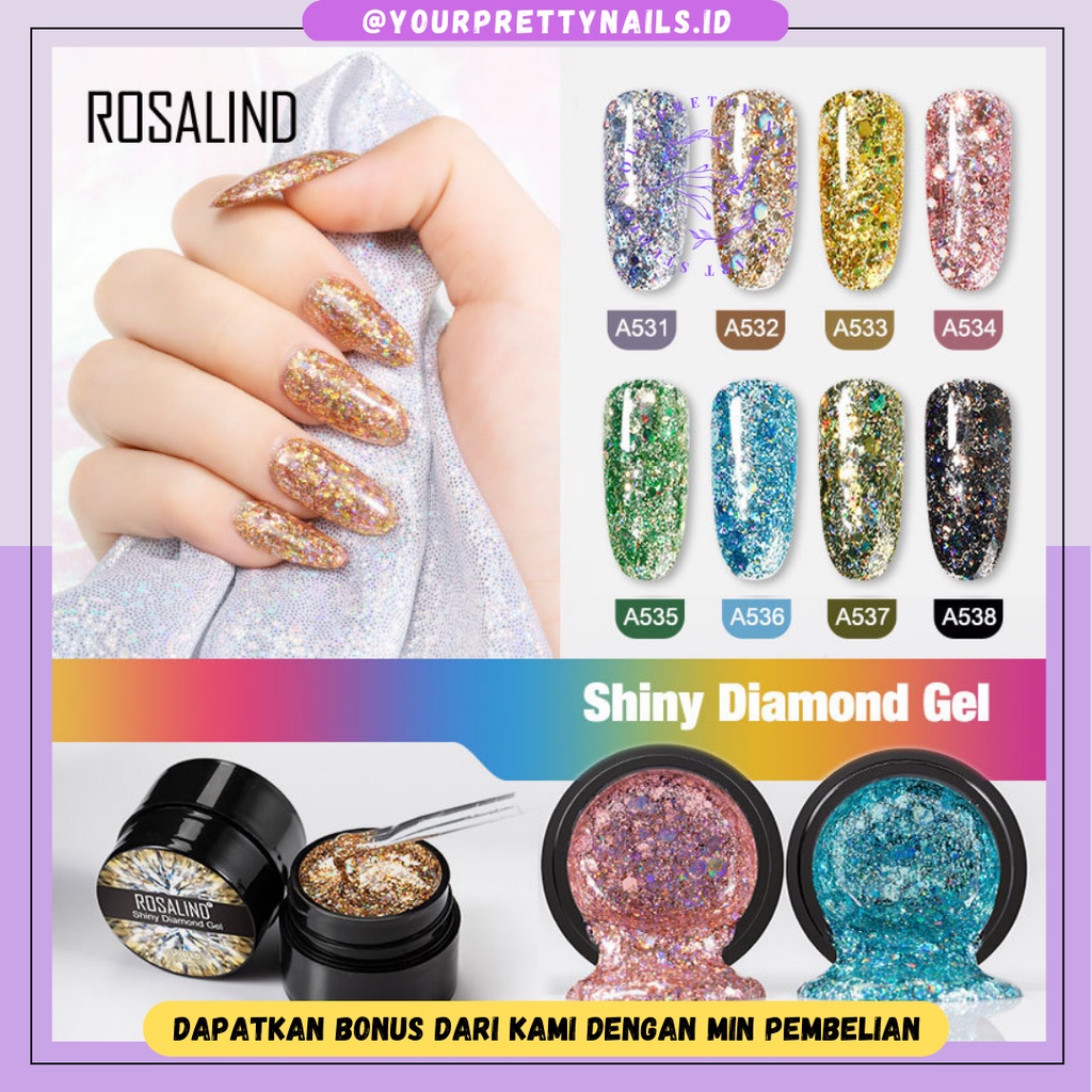 ROSALIND SHINY RAINBOW GLITTER NAIL GEL POLISH UV GEL CAT KUKU GEL POLISH KUTEK KUTEKS HALAL MUSLIMA