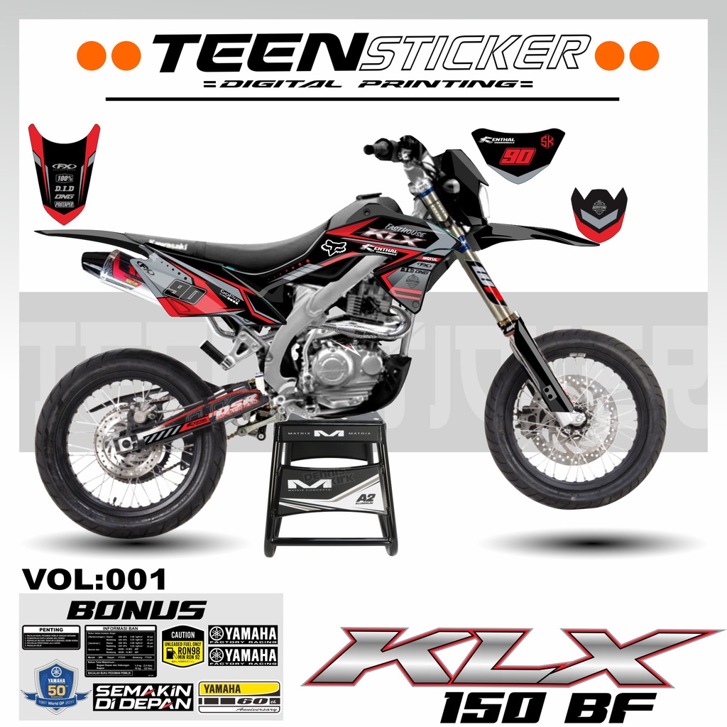 STRIPING KLX 150 BF- STRIPING VARIASI HOLOGRAM KAWASAKI KLX 150 BF MOTIF RACING