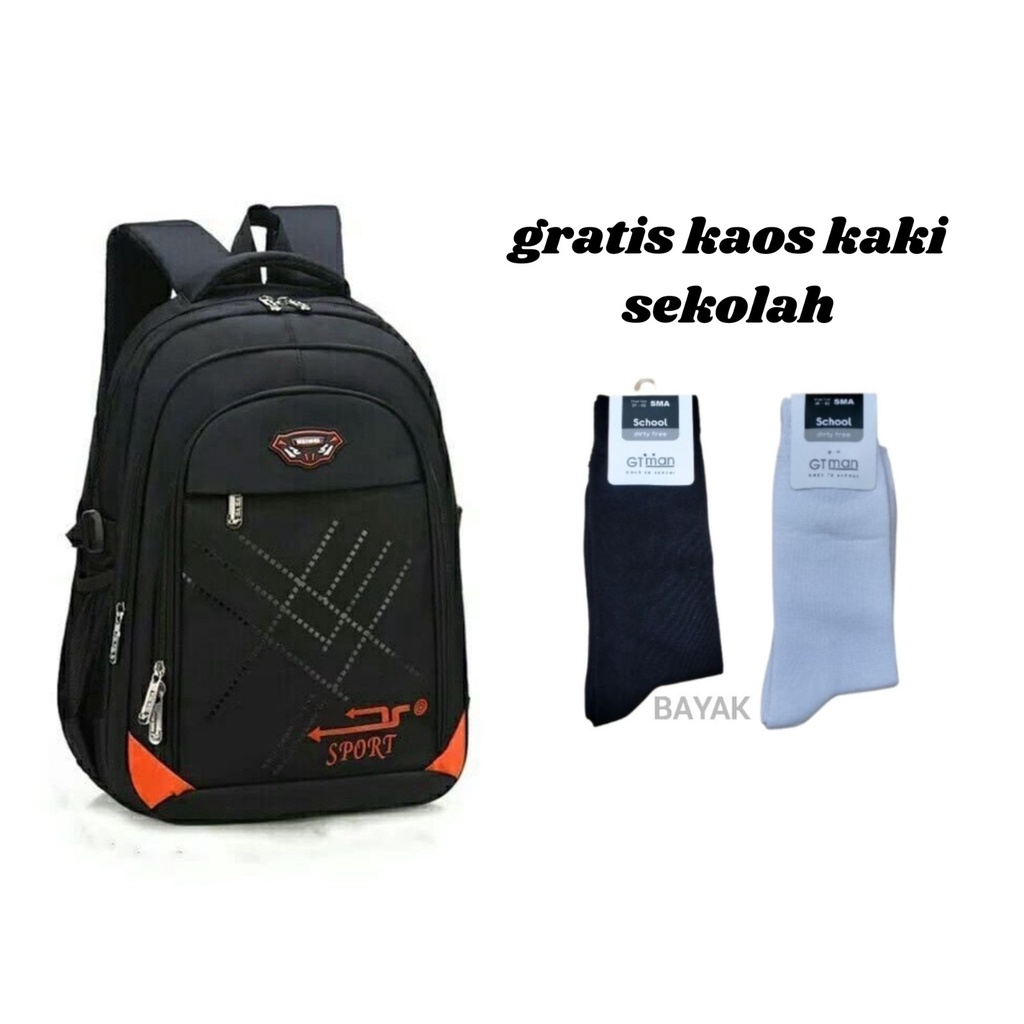 tas sekolah anak laki-laki anak perempuan backpack sekolah anak tk sd smp sma kuliah FREE KAOS KAKI