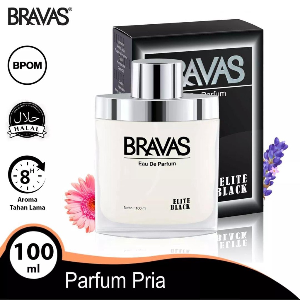 Bravas Elite Black PARFUM EDP 100 ML BPOM /minyak wangi pria original