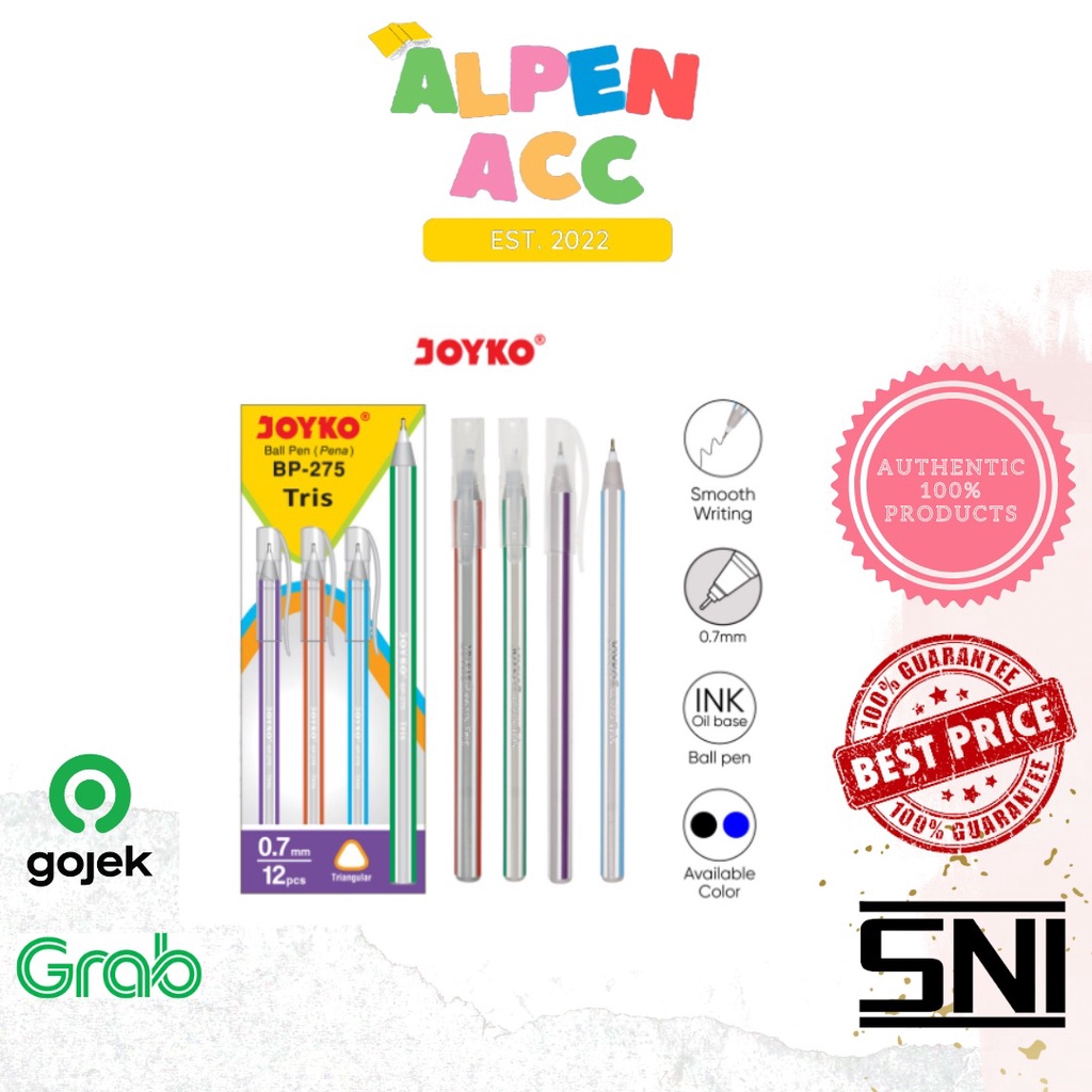 

JOYKO Pulpen | Ball Pen Pulpen Pena Joyko BP-275 - 0.7 mm | 1BOX Isi 12Pcs