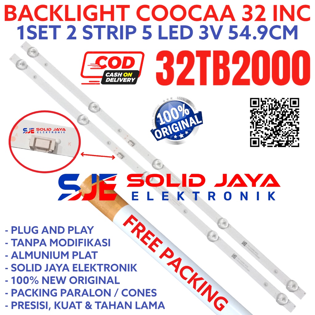 BACKLIGHT TV LED COOCAA 32 INC 32TB2000 LAMPU BL 5K 3V 5LED KANCING 3 VOLT COCA KOKA COKA KOCA  32TB 2000 32INCH 32INC 32IN 32 INCH IN INC