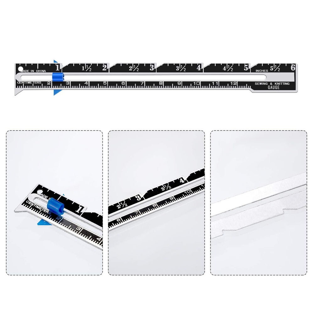 

Sewing gauge ruler penggaris pengukur tepi kampuh pola pada kain seam warna putih hitam