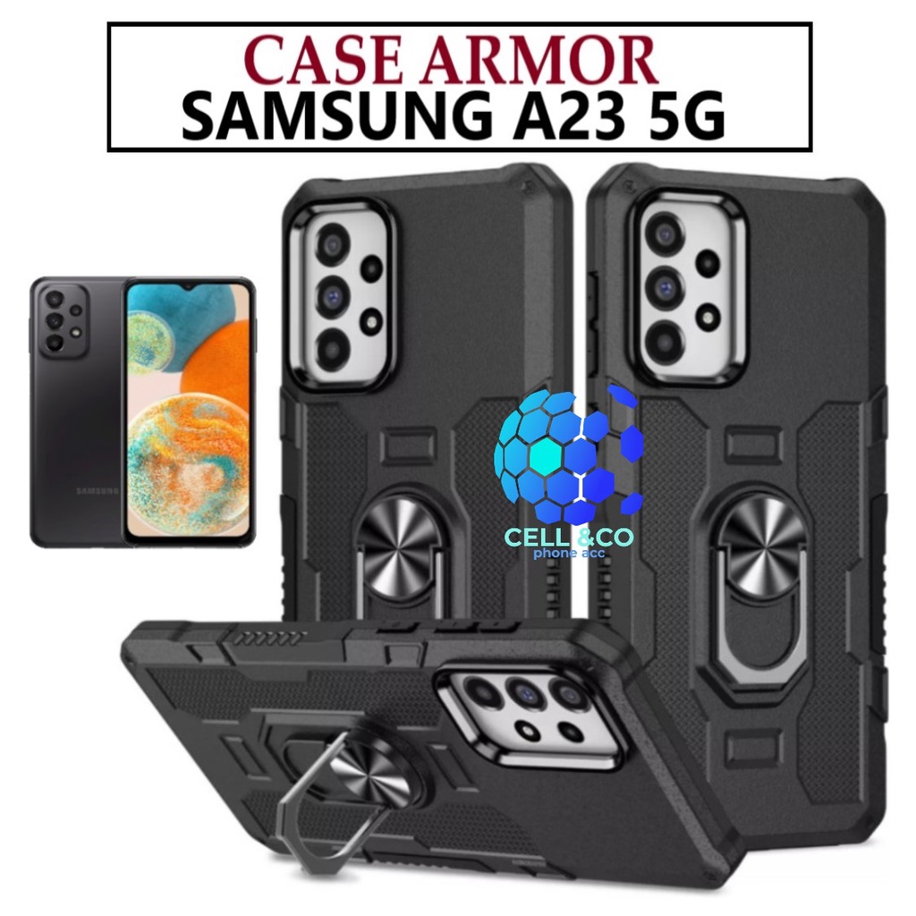 Case Armor New SAMSUNG GALAXY A23 5G Iring Cincin Magnetic Kesing Hp Protect kamera Premium Hard Case Standing Robot Pelindung Kamera