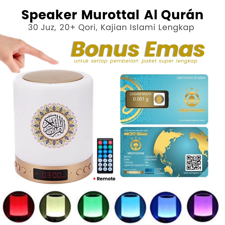 Speaker Murottal Al Quran 30 Juz Lampu Tidur + Bisa Bluetooth