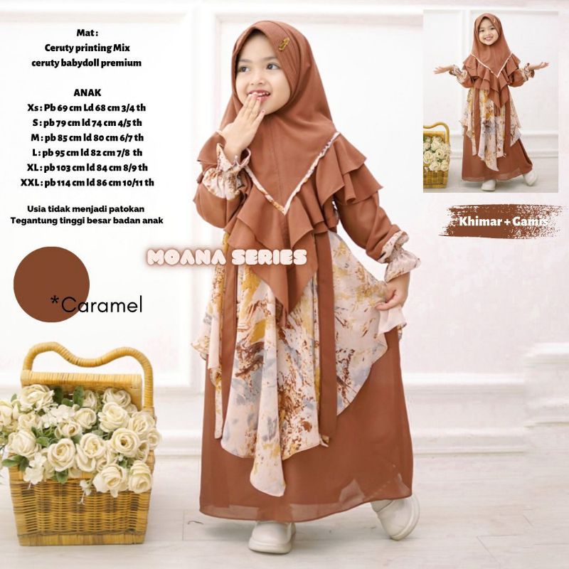 SIAP KIRIM Umama Moana gamis syari set jilbab anak ceruti