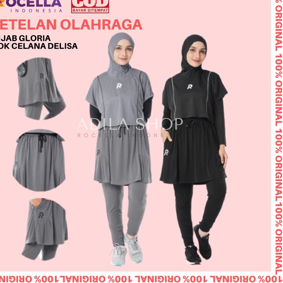 ♝ Setelan Olahraga Hijab Gloria dan Rok Celana Delisa  Rok Celana Olahraga Pakaian Olahraga Outfit O